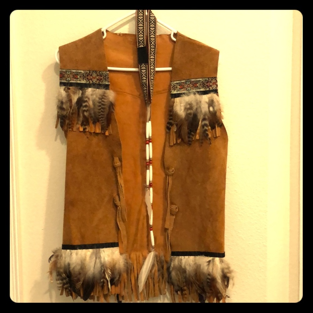 Real Leather and Feathers vest
